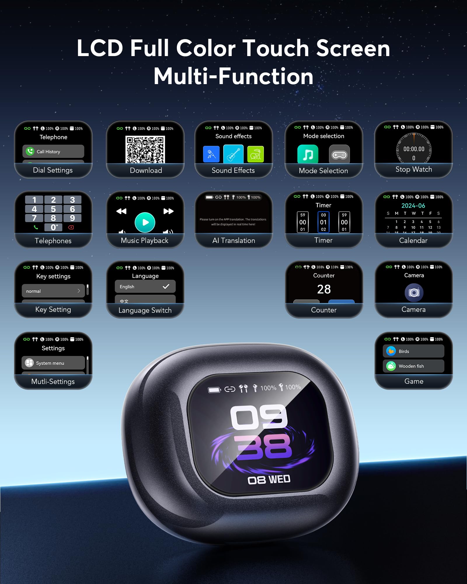 Q16 Pro AI Translation Earbuds 144 Languages Real-Time
